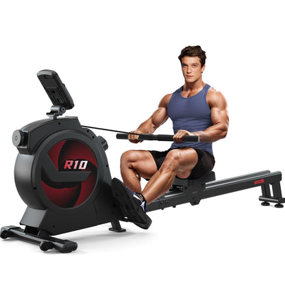 SNODE Rowing Machine for Home Use Magnetic Rower with 16 Level Resistance, Row Machine with LCD Monitor, Ergonomic Seat, Dual Rail, 350lb Weight Capacity