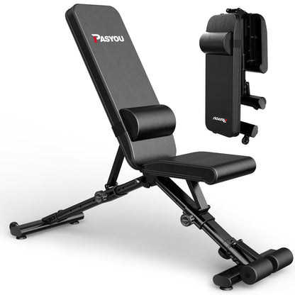 PASYOU Adjustable Weight Bench,880LB Weight Capacity for Strength Training Bench Press Foldable Incline Decline Bench for Full Body Workout PA500