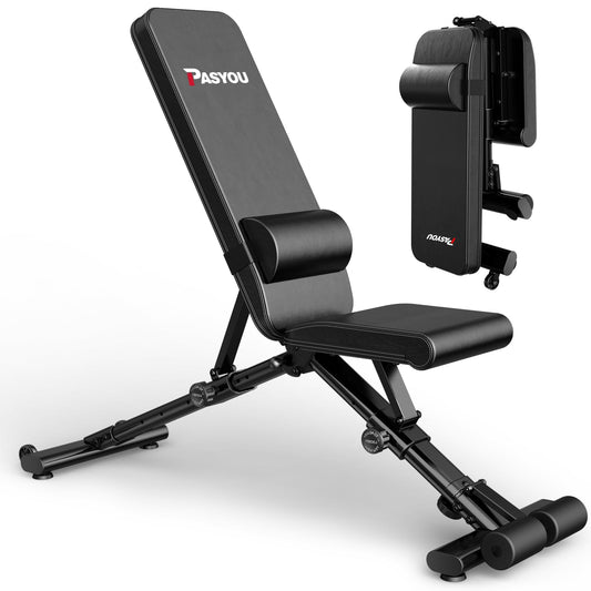 PASYOU Adjustable Weight Bench,880LB Weight Capacity for Strength Training Bench Press Foldable Incline Decline Bench for Full Body Workout PA500