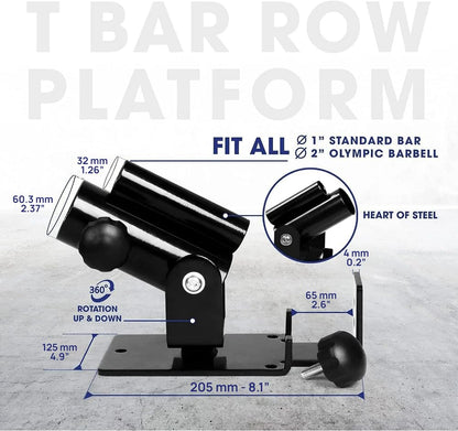 Yes4All Landmine Attachment for Barbell, Adjustable T Bar Row Attachment, Heavy Duty 360-Degree Swivel (Black)