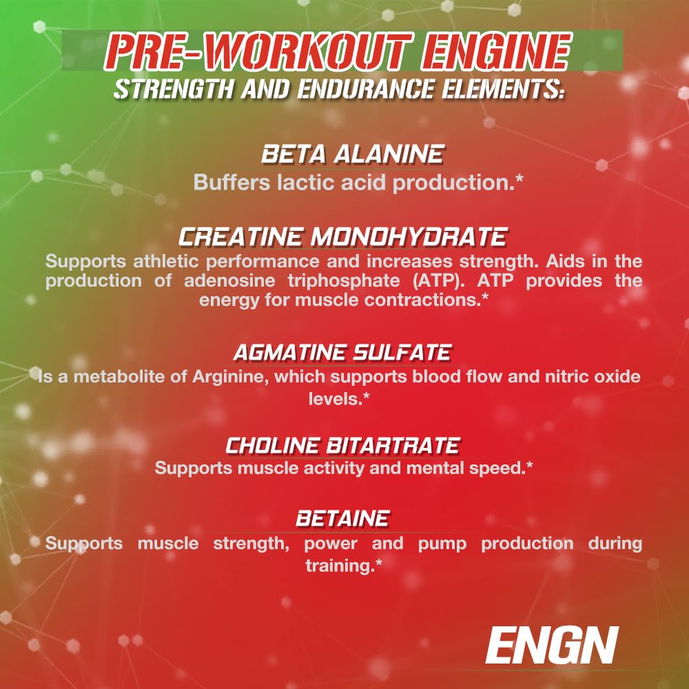 EVL Intense Pre Workout with Creatine - ENGN Energizing Pre Workout for Men Powder Drink for Lasting Energy Focus and Recovery - with Beta Alanine Caffeine and L Theanine - Cherry Limeade