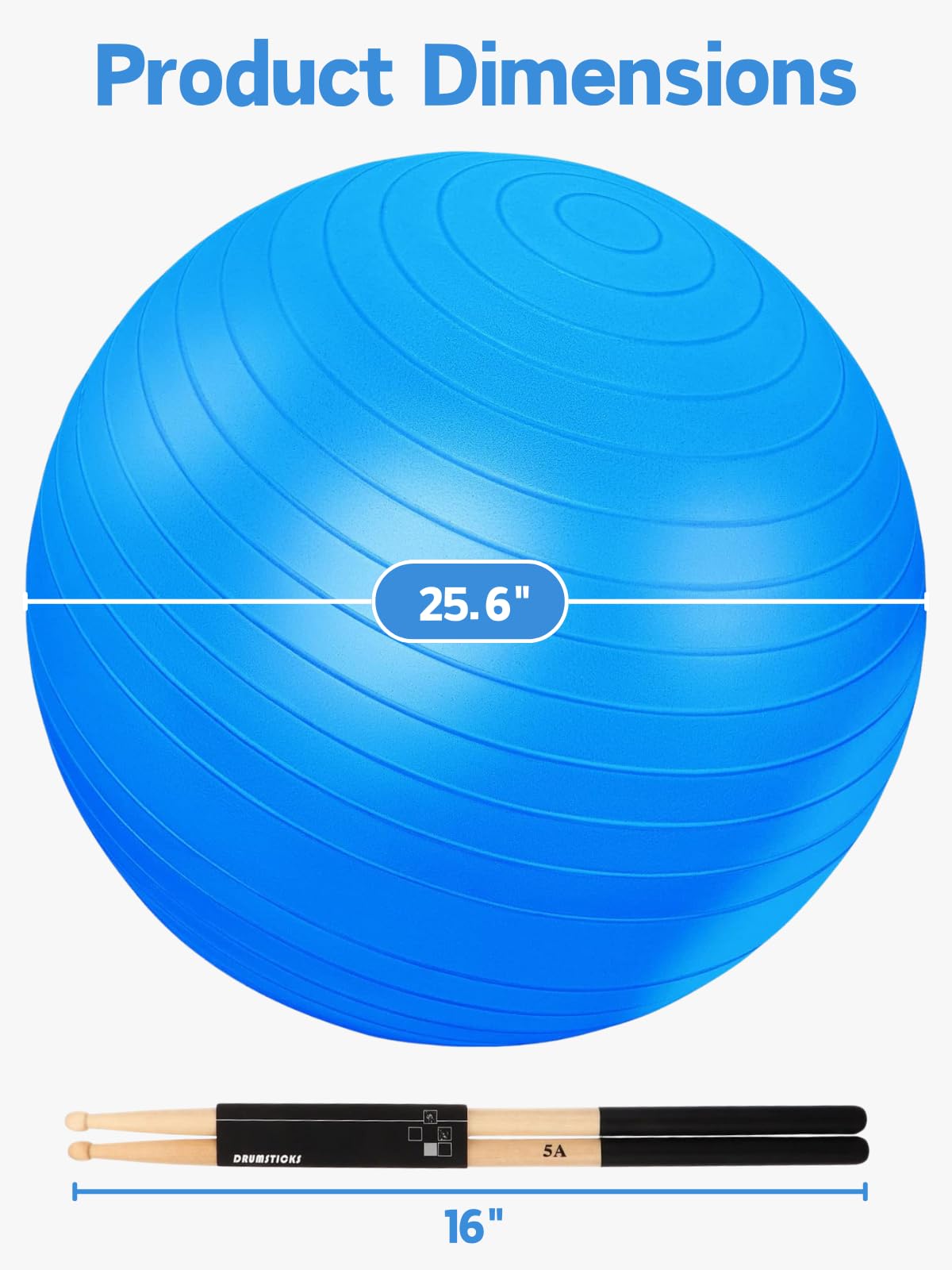 Cardio Drumming Set, Glazeal 15.6" Exercise Ball with Pump & Cardio Drumming Sticks Adults Premium Aerobic Drumming Kit for Stability, Rhythm, Gymnastics