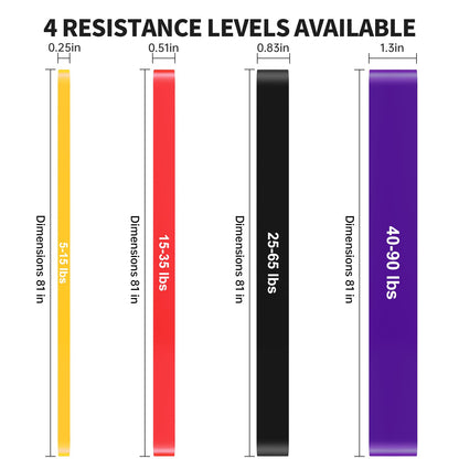 YONKFUL Pull Up Assistance Bands Set 5 LBS - 90 LBS, Long Resistance Bands for Pull Ups Working Out, Gym Workout Bands for Men Exercise Muscle Training and Shape Body - Carry Bag Included