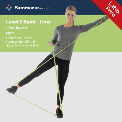 Sammons Preston Resistance Bands for Working Out, Non-Latex Exercise Bands, Resistance Bands for Physical Therapy, Improve Strength & Flexibility, Stretch & Tone Major Muscles, 5pk