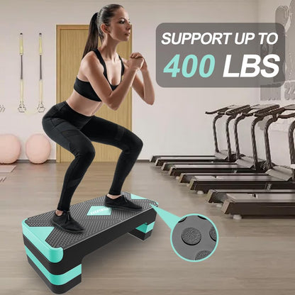 EVERYMILE Aerobic Exercise Step, Adjustable Aerobic Stepper for Exercise, Workout Step Platform, Step Up Box, 26.5" Step Deck with 4” 6” 8” Adjustable Height Risers, Women Home Gym Fitness