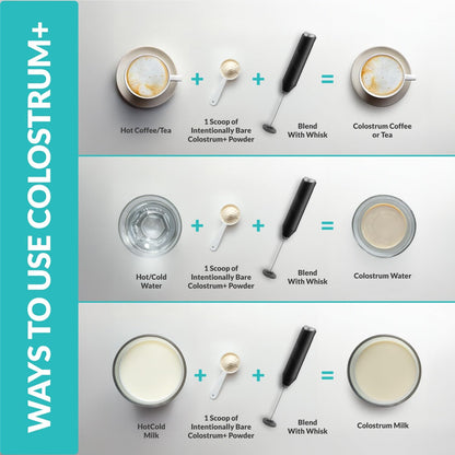 Intentionally Bare Colostrum and Collagen Powder - Grass-Fed Colostrum Powder with Biotin and Hyaluronic Acid - Unflavored Collagen Powder for Skin, Immunity, Joint and Gut Health - 60 Servings