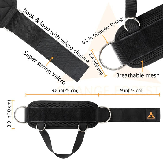 Ankle Strap for Cable Machine (Pair) Adjustable Comfort fit Neoprene and Reinforce 4 D-Rings, Upgraded Ankle Strap Gym Cable Attachment for Glute Kickbacks & Lower Body Exercises fit Women & Men