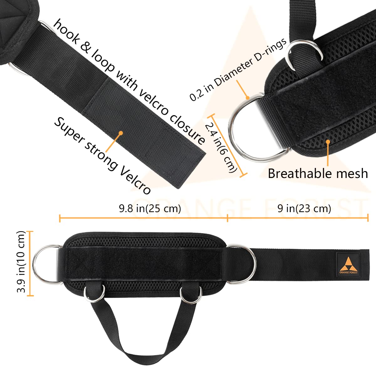 Ankle Strap for Cable Machine (Pair) Adjustable Comfort fit Neoprene and Reinforce 4 D-Rings, Upgraded Ankle Strap Gym Cable Attachment for Glute Kickbacks & Lower Body Exercises fit Women & Men