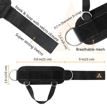 Ankle Strap for Cable Machine (Pair) Adjustable Comfort fit Neoprene and Reinforce 4 D-Rings, Upgraded Ankle Strap Gym Cable Attachment for Glute Kickbacks & Lower Body Exercises fit Women & Men