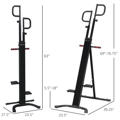 Soozier Folding Vertical Climber Exercise Machine, Height Adjustable Climbing Machine with LCD Monitor and Transport Wheels, Stair Stepper for Full Body Workout, Black