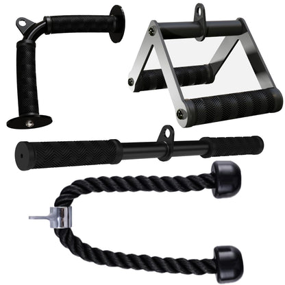 Fitarc Cable Machine Attachment Set, LAT Pulldown Attachments for Home Gym Equipment, Tricep Pull Down Attachment for Home Gym Accessories, LAT Pull Down Bar and Tricep Rope Cable Attachment