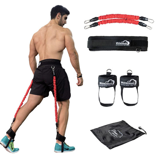 WHITECLOUDZ Vertical Jump Trainer, Professional Leg Strength Resistance Bands for Vertical Jump Training, Premium Jumping Trainer, Volleyball Trainer & Basketball Trainer-40 Lbs. Each Band