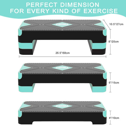 EVERYMILE Aerobic Exercise Step, Adjustable Aerobic Stepper for Exercise, Workout Step Platform, Step Up Box, 26.5" Step Deck with 4” 6” 8” Adjustable Height Risers, Women Home Gym Fitness