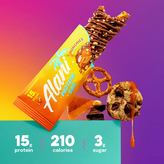 Alani Nu Protein MUNCHIES, High Protein Gluten-Free Bars, 18g Protein, Low-Sugar (6G) Low-Carb Healthy Snacks, 12 Individually Wrapped Bars