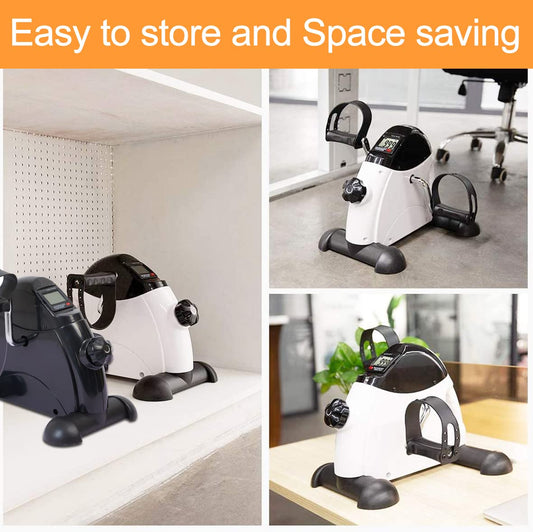 Pedal Exerciser Under Desk Bike Mini Exercise Bike for Leg and Arm Cycling Exercise Portable Peddler with LCD Display