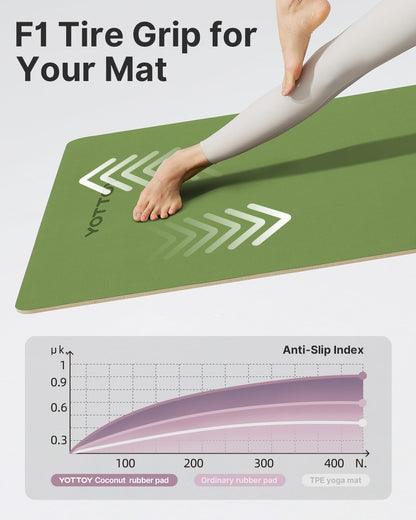 YOTTOY Yoga Mat,Non-Slip Hot Yoga Mat with Anti-Tear Design and Friendly Natural Rubber Mat with Strap and Bag (Green)