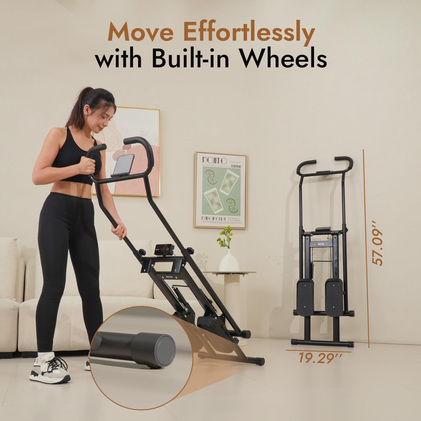 MACYO Stair Stepper for Home Gym Exercise, Adjustable Resistance, Tablet Holder, Compact Folding Cardio Exercise Climber with Extended Step Range, Adjustable Handlebar & Pedals (Black)