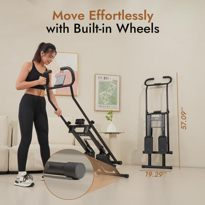 MACYO Stair Stepper for Home Gym Exercise, Adjustable Resistance, Tablet Holder, Compact Folding Cardio Exercise Climber with Extended Step Range, Adjustable Handlebar & Pedals (Black)