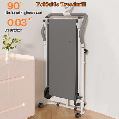 Portable Folding Walking Pad Treadmill with Incline & Handle Bar - Compact Non-Electric Mini Running Machine for Home, Ideal for Kids, Adults & Elderly in Small Spaces