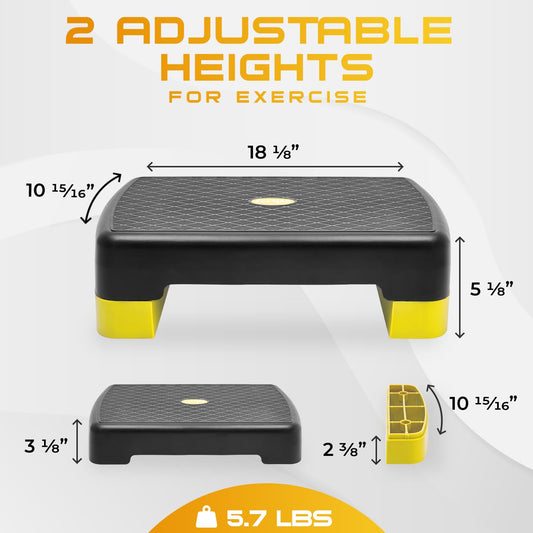Yes4All Aerobic Step Platform with Adjustable Risers for Home Gym Fitness Workout - Yellow/Black