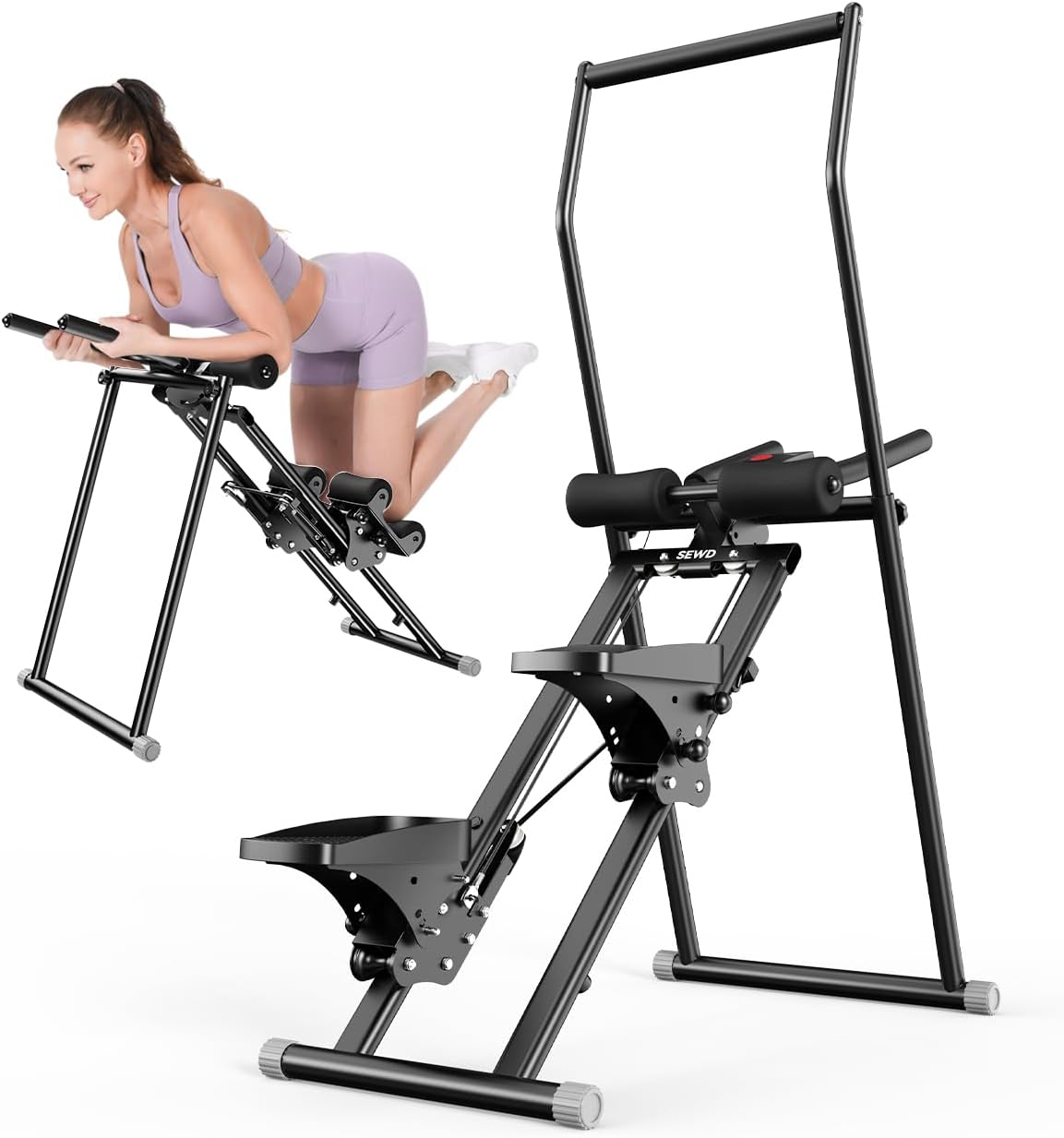 SEWD Foldable Stair Stepper Machine – AB Workout Equipment for Home Gym, Full-Body Cardio Workout Equipment with Adjustable Handlebar & Pedals