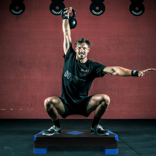 SPART Adjustable Workout Aerobic Stepper, Aerobic Exercise Step Platform with 4 Risers, 3 Levels Adjust 4" - 6" - 8", 26.77" Trainer Stepper with Non-Slip Surface For Home Gym Extra Risers