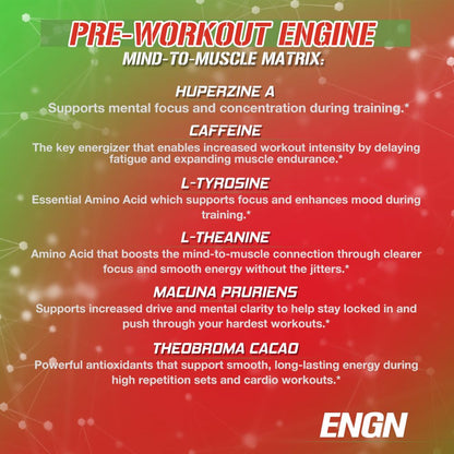 EVL Intense Pre Workout with Creatine - ENGN Energizing Pre Workout for Men Powder Drink for Lasting Energy Focus and Recovery - with Beta Alanine Caffeine and L Theanine - Cherry Limeade