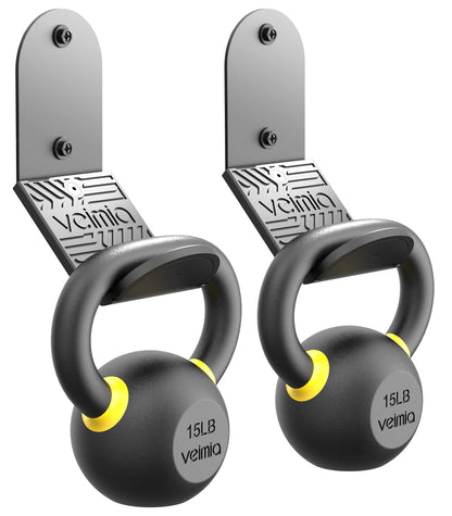 veimia Kettle Bell Wall Rack (2-Pack), Wall Mounted Kettlebell Storage Hanger, Gym Storage Mount for Many Size Kettlebell, Kettlebell Rack with Rubber Mat for Home or Commercial Gyms