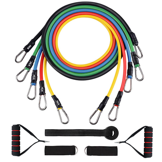 Resistance Bands Set (12pcs), Workout Bands with Handles, Door Anchor, Ankle Straps and Carry Bag, Exercise Bands for Shape Body and Home Workouts