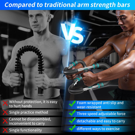 EINOJEOY Twister arm Trainer, Adjustable Resistance Chest Workout Equipment,Forearm Power Exercise bar, pectoralis spinalis Device, Portable Detachable Design(60-90lbs)