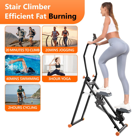 RYGEO Stair Stepper with Adjustable Resistance for Home Cardio Workout,Upgraded Vertical Climber Machine Full-Body Workout,Compact Folding Exercise Climber, Adjustable Handlebar & Pedals