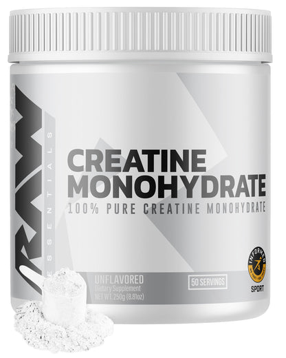 RAW Nutrition Creatine Monohydrate Powder - Unflavored Micronized Creatine Monohydrate Workout Supplement for Muscle Energy, Strength & Endurance - Creatine Powder for Women & Men - 50 Servings