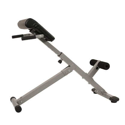 Sunny Health & Fitness 45-Degree Hyperextension Roman Chair with Adjustable Height and Back, Glute, Hamstring, and Ab Workouts Foldable Sit Up Gym Bench for Home, Gray - SF-BH6629
