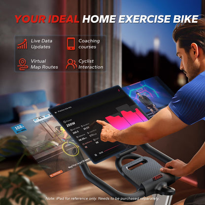 MERACH Exercise Bike, Indoor Cycling Bike Brake Pad, Magnetic Stationary Bike with Exclusive App, 300lbs Cycle Bike with Comfortable Bike Seat Cushion and Tablet Mount for Home Weight Loss