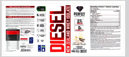 Perfect Sports Diesel 100% New Zealand Whey Protein Isolate | Stevia Sweetened, No Artificial Ingredients, Keto | 0g Carb, 0g Fat, 26g Protein | 2 Pounds (French Vanilla)