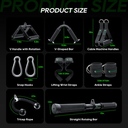 QPARVERS Cable Machine Attachment LAT Pulldown Attachments Cable Machine Accessories for Home Gym