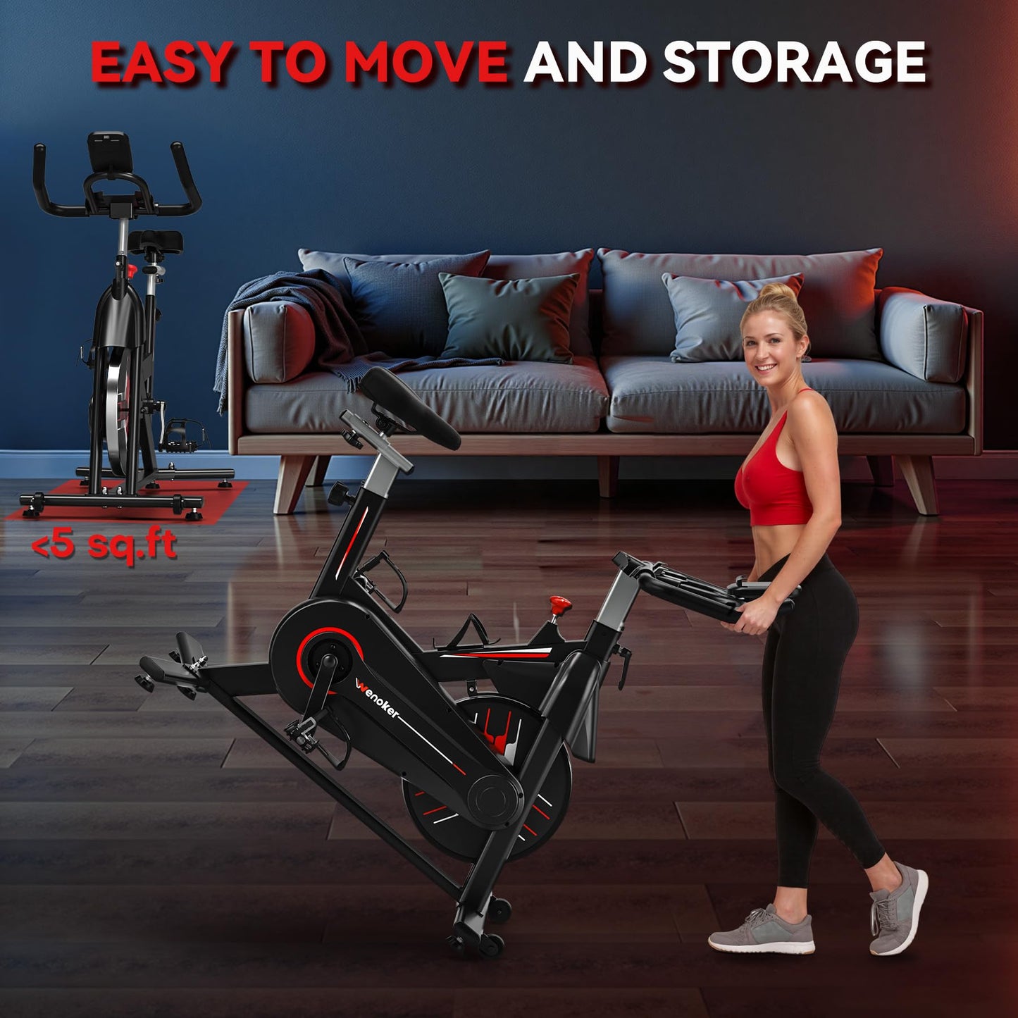 Exercise Bike, WENOKER Magnetic Resistance Stationary Bike for Home, Indoor Bike with Whisper Quiet, Heavy Flywheel and Upgraded Digital Display