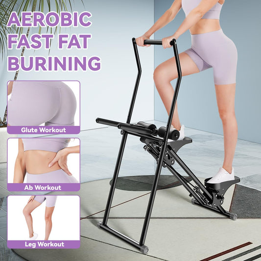 SEWD Foldable Stair Stepper Machine – AB Workout Equipment for Home Gym, Full-Body Cardio Workout Equipment with Adjustable Handlebar & Pedals