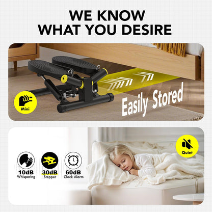 ZIWWVY- Mini Twist Stepper, Stepper Machine with 330LBS Weight Capacity, Mini Stepper for Full Body Workout, Adjustable Step Height, Smooth and Quiet, Step Machine for Men Women…