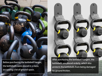 veimia Kettle Bell Wall Rack (2-Pack), Wall Mounted Kettlebell Storage Hanger, Gym Storage Mount for Many Size Kettlebell, Kettlebell Rack with Rubber Mat for Home or Commercial Gyms