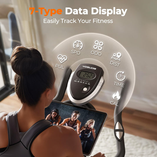 YOSUDA Exercise Bike, Brake Pad Stationary Bike for Home with Exclusive App, Magnetic Indoor Cycling Bike with 300 lb Weight Capacity, Low Noise, Tablet Holder and Fitness Courses for Weight Loss
