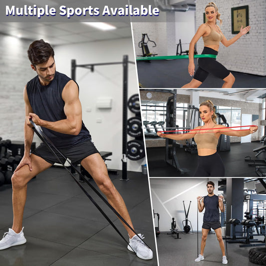 YONKFUL Pull Up Assistance Bands Set 5 LBS - 90 LBS, Long Resistance Bands for Pull Ups Working Out, Gym Workout Bands for Men Exercise Muscle Training and Shape Body - Carry Bag Included
