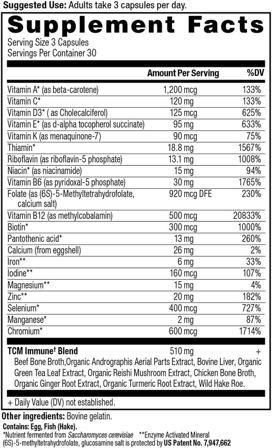 Ancient Nutrition Multivitamin for Immune Support, Immune, 21 Vitamins and Minerals with Vitamin D & C, Turmeric, Supports Immunity, Stress Relief and Heart Health, Keto Friendly, 90 Capsules