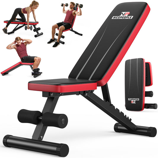 NICEPEOPLE Basic Weight Bench for Home Gym, Foldable Workout Bench with 8 Backrests, 660LBS Weight Capacity Adjustable Bench
