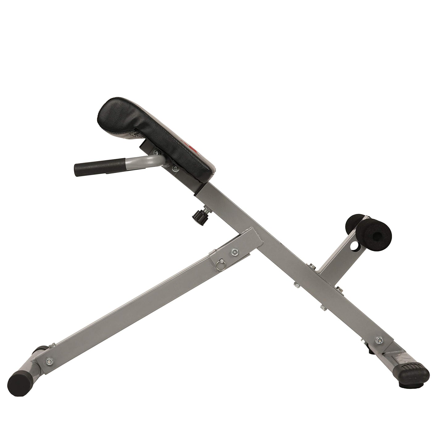 Sunny Health & Fitness 45-Degree Hyperextension Roman Chair with Adjustable Height and Back, Glute, Hamstring, and Ab Workouts Foldable Sit Up Gym Bench for Home, Gray - SF-BH6629