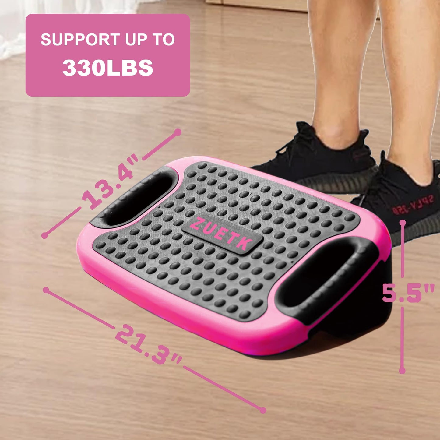ZUETK 4-In-1 Aerobic Balance Board and Step Up Exercise Platform - Adjustable Multifunctional Balance Board Slant Board, Steppers for Exercise - Home Workout Non Slip Stepper Platform Purple-Pink