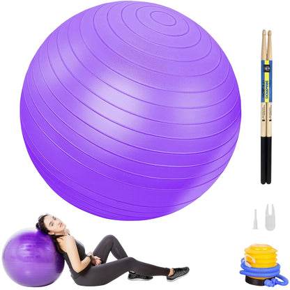 Atarvana Cardio Drumming Equipment Set, Extra Thick Yoga Ball with Pump & 3.2oz Cardio Drumming Sticks with Grips, Aerobic Exercise Ball Drumsticks Workout Set for Stability, Rhythm, Gymnastics