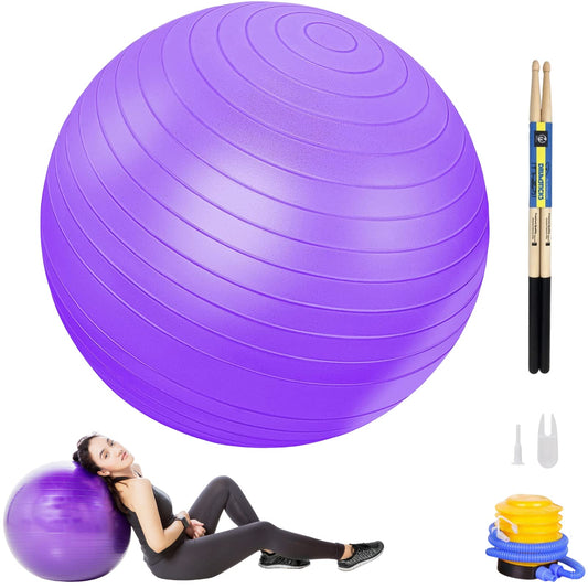 Atarvana Cardio Drumming Equipment Set, Extra Thick Yoga Ball with Pump & 3.2oz Cardio Drumming Sticks with Grips, Aerobic Exercise Ball Drumsticks Workout Set for Stability, Rhythm, Gymnastics