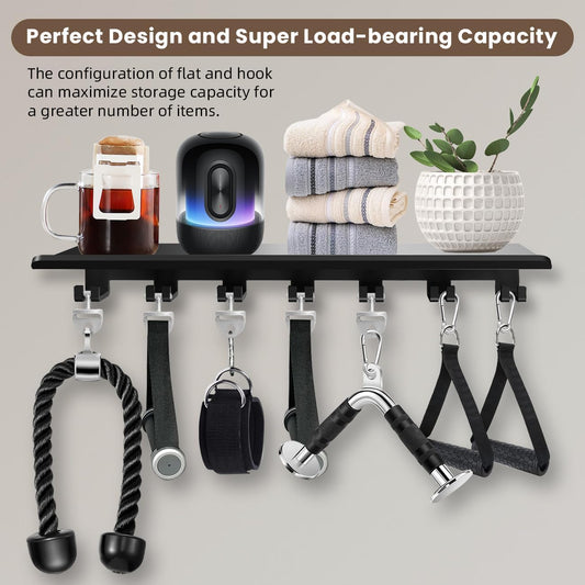 Floating Shelf Organizer Compatible with Tonal Accessories Home Gym Weight wall Storage Equipment Hanger Metal Rack Holder Wall Mount with Hooks T-Lock Adapters Bracket Hanger Workout (Floating Shelf)