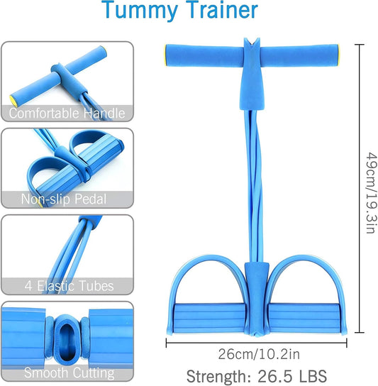 21 Fitness Resistance Bands-4 Tube Pedal Ankle Puller - 2025 New Sit up Leg Stretch Rope Exercise Bands with Handles, Stretching Workout Fitness Bands for Arm Weights Exercise Equipment (Purple)